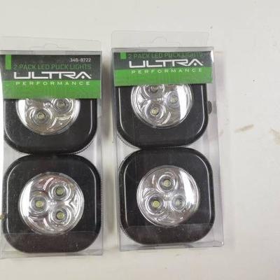 (2) 2 Pack LED Puck Lights - New - Batteries Inclu ...