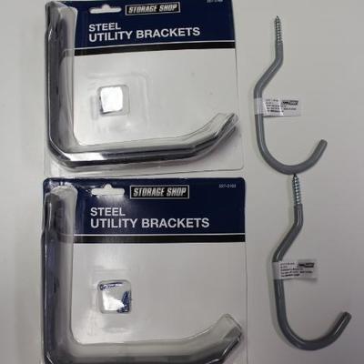 (2) Pair of Utility Brackets and (2) Bike Hooks - .....