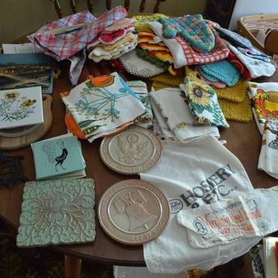 Pot Holders, Towels, and Trivets Including 3 Frank ...