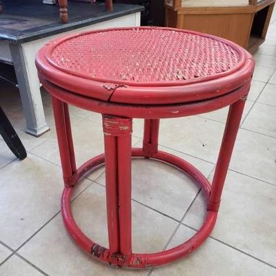 Red Wicker Plant Stand