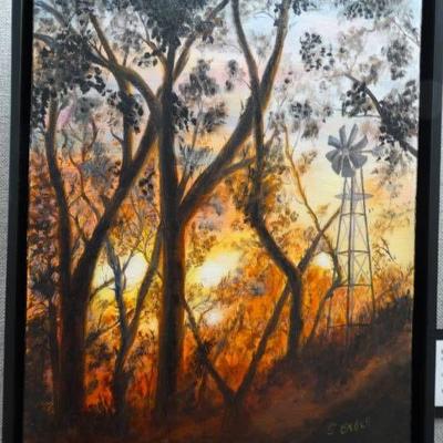 Original oil on canvas pony meadows by Sharon Engl ...