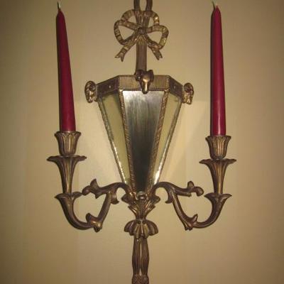 Pair of Mirrored Candelabra Wall Sconces  