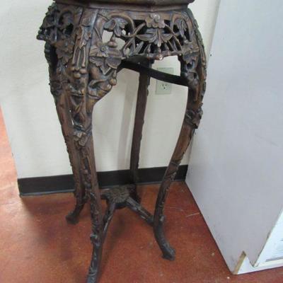 Oriental wood carved plant stand