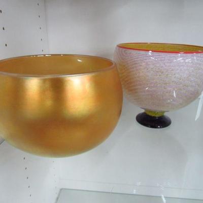 Signed art glass bowls
