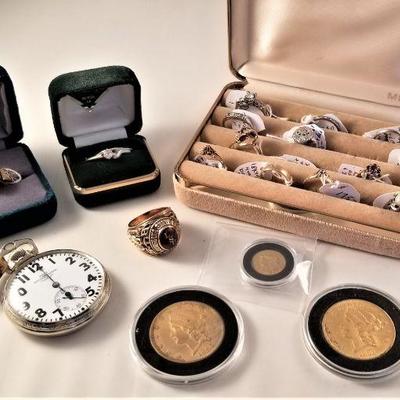 Gold coins, pocket watches...