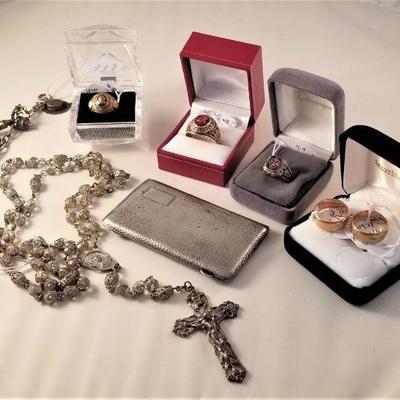 Sterling Rosaries, fine jewelry, Sterling card case...