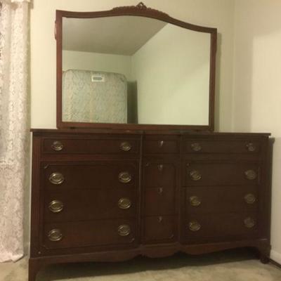 Mahogany Dresser and Mirror (National of Mt. Airy, N.C. Furniture Company)