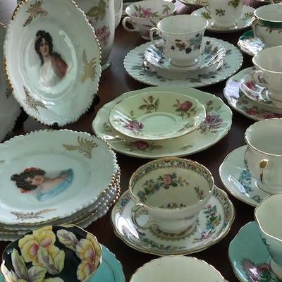 Porcelain Friendship tea cups and dessert plates