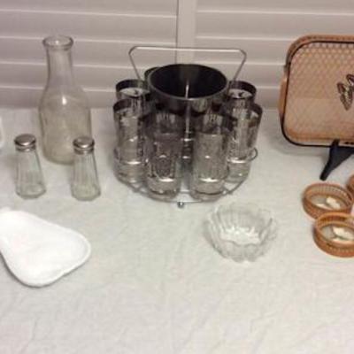 MMT001 Vintage Milk Glass, Glassware Set, Real Butterfly Tray Set & More