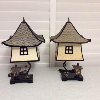 MMT005 Pair of Vintage Oriental Style Lamps