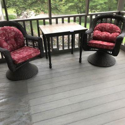 2 Wicker Chairs and Table 
