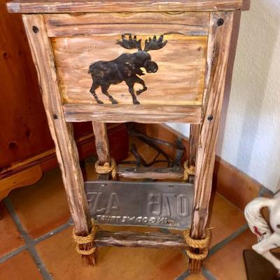 -- Small Rustic Storage Table w/Rope Accents - $18 - (12L  11W  23H)