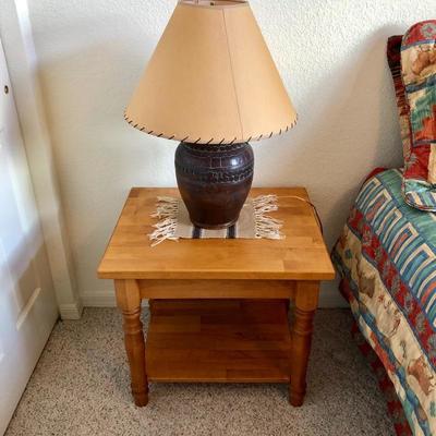 2-Tier Solid Wood Side Table - $30