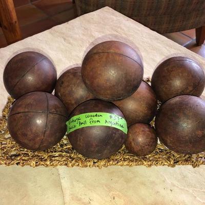 Vintage Wooden Bocce Ball Set from Argentina