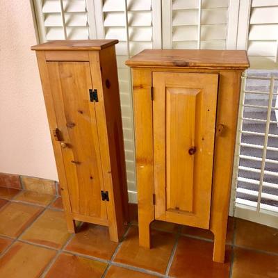 -- 2 Medium Pine Multi-Storage Cabinets - 1 @ $30, 1 @ $20