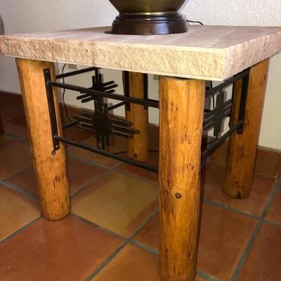-- Matching Southwest-Inspired Stone Top End/Side Table - $60 - (24W  24L)
