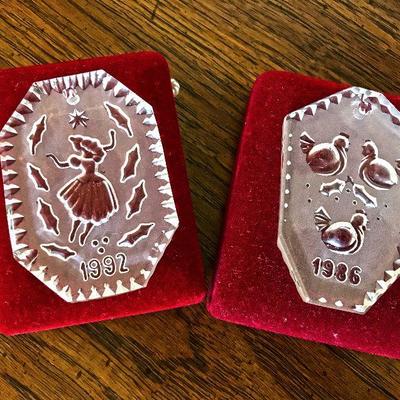 1992 Eight Ladies Dancing and 1986 Three French Hens. Part of the 12 days of Christmas Waterford ornaments collection. $25 and $35...
