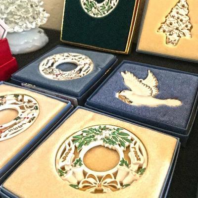 Wedgwood Christmas ornaments.