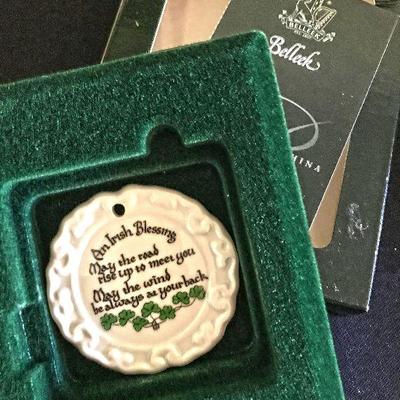 Beleek pottery Irish Blessing Boxed Belleek Christmas Ornament $30