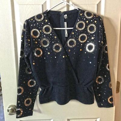 Castleberry blue sweater with gold details. Size 8. @ $25