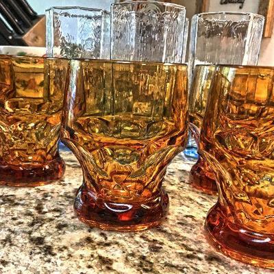 Anchor Hocking glasses amber Georgian. Set of 5 @ $20.