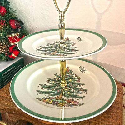 Spode Christmas tree 2tiered serving tray. $20