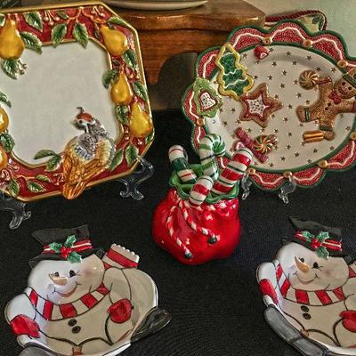Fitz and Floyd Christmas collectible pieces.