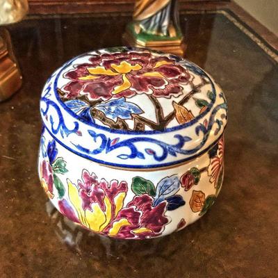 Gian (France). Hand painted bowl with lid. $40