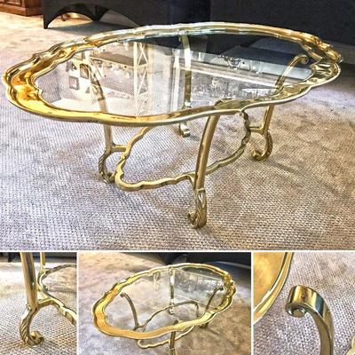 Brass and glass coffee table. Excellent condition. $200