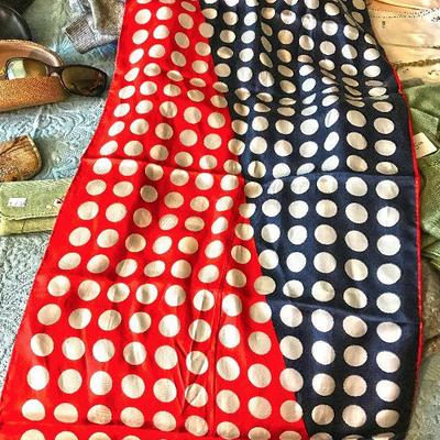 Echo red white and blue silk scarf $20