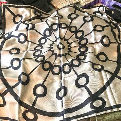 Echo black and white silk scarf $20