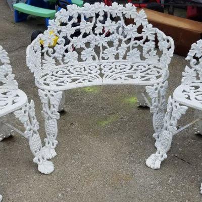 Vtg Painted Cast Iron Seating