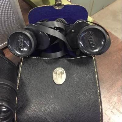 3 Binoculars in Metal Case