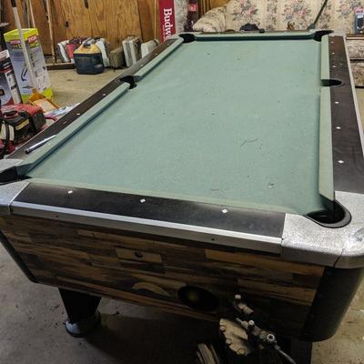 Coin Operated Pool Table. You will need lots of help moving this table. It is made with one piece of slate. Bring help to load. We will...