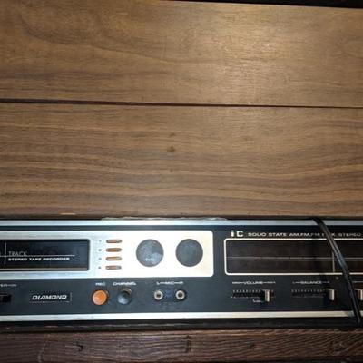 Vintage 8 track tape player and speakers 