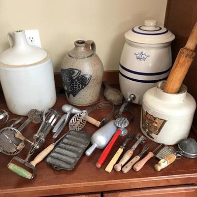 Antique Crocks & Vintage Kitchen Items