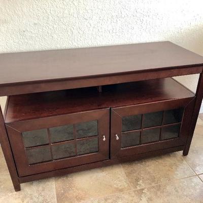 Dark Finish Media Console w/Glass Storage Doors - $35 - (49W  20D  28H)