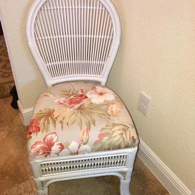 Whitewash Rattan Side Chair by Beach Craft - $50 - (18W  23D  37H)