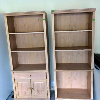 Set of 3 Blonde Wood Book Shelf Units (2 w/Bottom Cupboard Storage)
2 @ $80 EACH - 1 @ $50 - (30W  16D)
