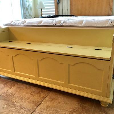 Pale Mustard Yellow Wood Storage Bench - $165 - (60W  16D  25H)