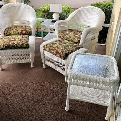 - 2 Gliders w/Ottoman - $95 EACH 2 PC. - (Chair 33W  29D, Ottoman 28W  18D)
- 2 Glass-Top Side Tables - $20 EACH - (20W  21L  23H)
