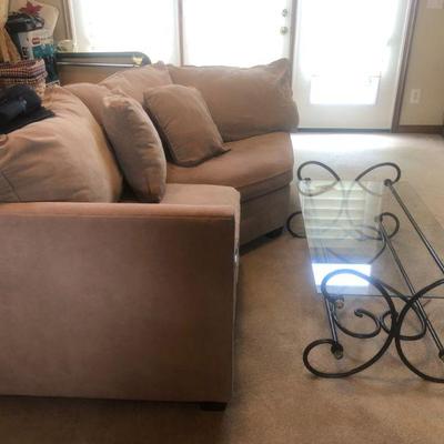 Sectional piece and wrought iron coffee table