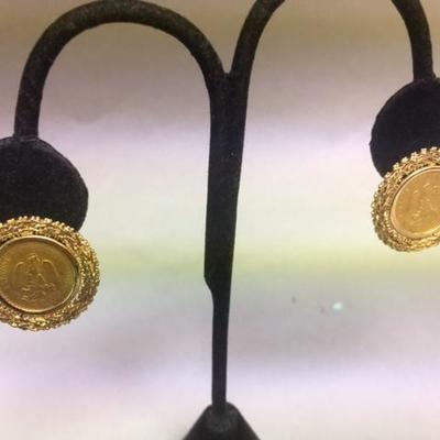 Mexico Gold Coin 14kt Gold Earrings