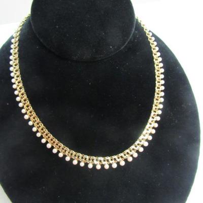 14kt Gold Pearl Choker Necklace
