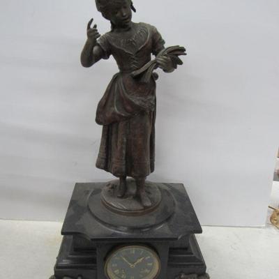 Antique French Slate Statue Clock