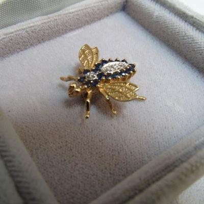 14kt Gold Sapphire Insect Pin
