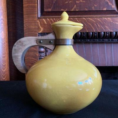 Mid Century Wooden Handled Tea Pot