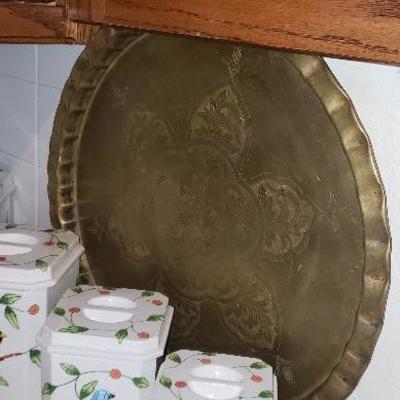 Vintage Brass Platter, Wall Hanging Platter