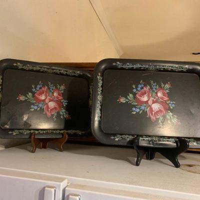 Vintage handpainted TV trays
