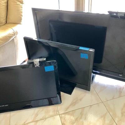 Sony 46-inch, Emerson 32-inch, Vizio 25-inch
